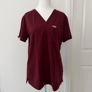 Preowned FIGS Catarina One-Pocket Scrub Top, Sz S - Burgundy